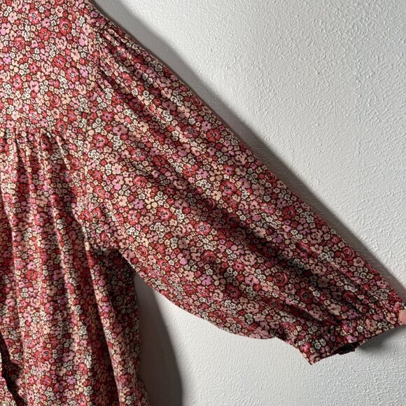 Lee Womens Floral Roses Button-Up Blouse Large 3/4 Sleeves Cotton Cottage Modest - Picture 3 of 9